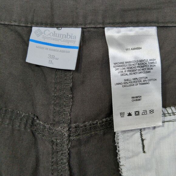 Columbia Shorts Mens 38x9 Brown Cotton Flat Front Pockets Hiking Lightweight - Picture 8 of 10